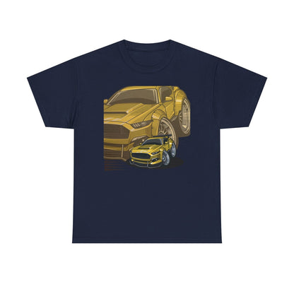 Dynamic Mustang Duo T-Shirt: Bold Cartoon Design for Car Enthusiasts!