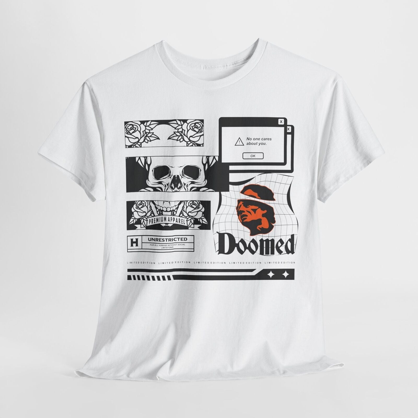 Men's Skull Rose Graphic T-Shirt | Vintage Modern Design Limited Edition Apparel