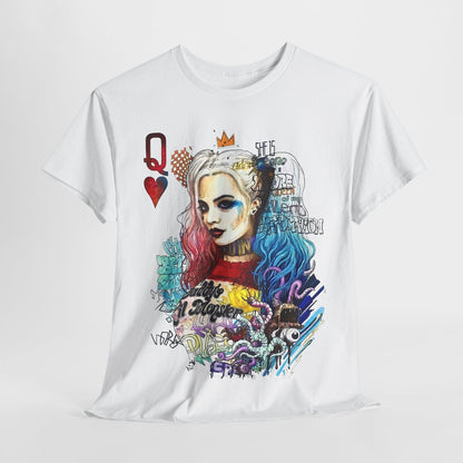 Men's T-Shirt with Bold Harley Quinn Art Graphic Design, Colorful Portrait Wear