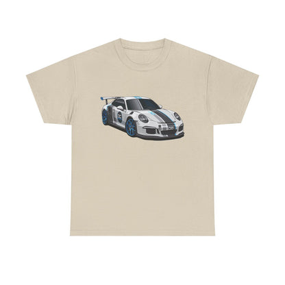 Rev Up Style! White Porsche 911 GT3 RS Graphic Tee - Speed Meets Fashion!