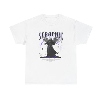 Men's T-Shirt: Dark Angel Design Flowing Black Robe & Golden Accents Graphic Art