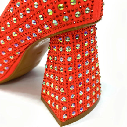 Luxury women's yellow rhinestone pointed toe slingback pumps ideal for parties and weddings, featuring elegant bling elements.