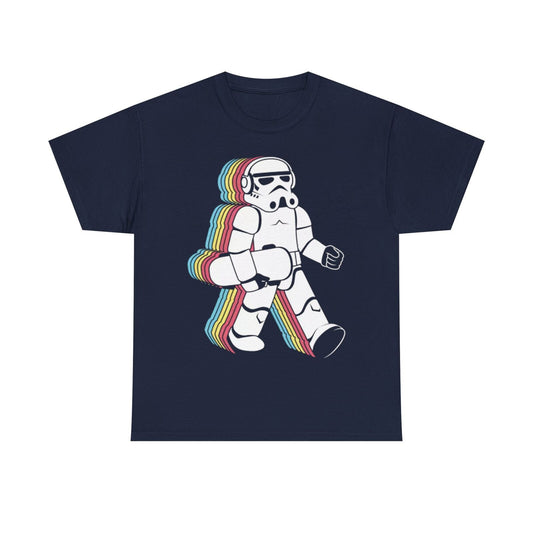 Skateboard Stormtrooper T-Shirt: Retro Rainbow Design for Star Wars Fans!