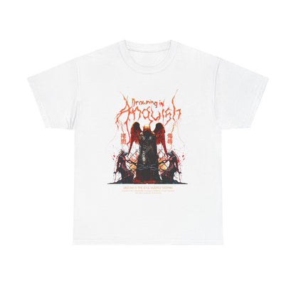 Mens T-Shirt DROWNING IN ANGUISH Angel Design Artful Representation of Suffering