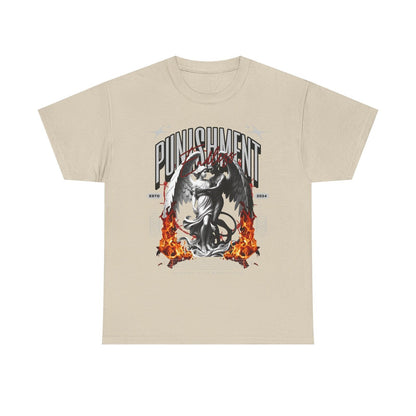 Men's T-Shirt Featuring Fiery Angel and Demon Embrace, Grayscale Graphic Design