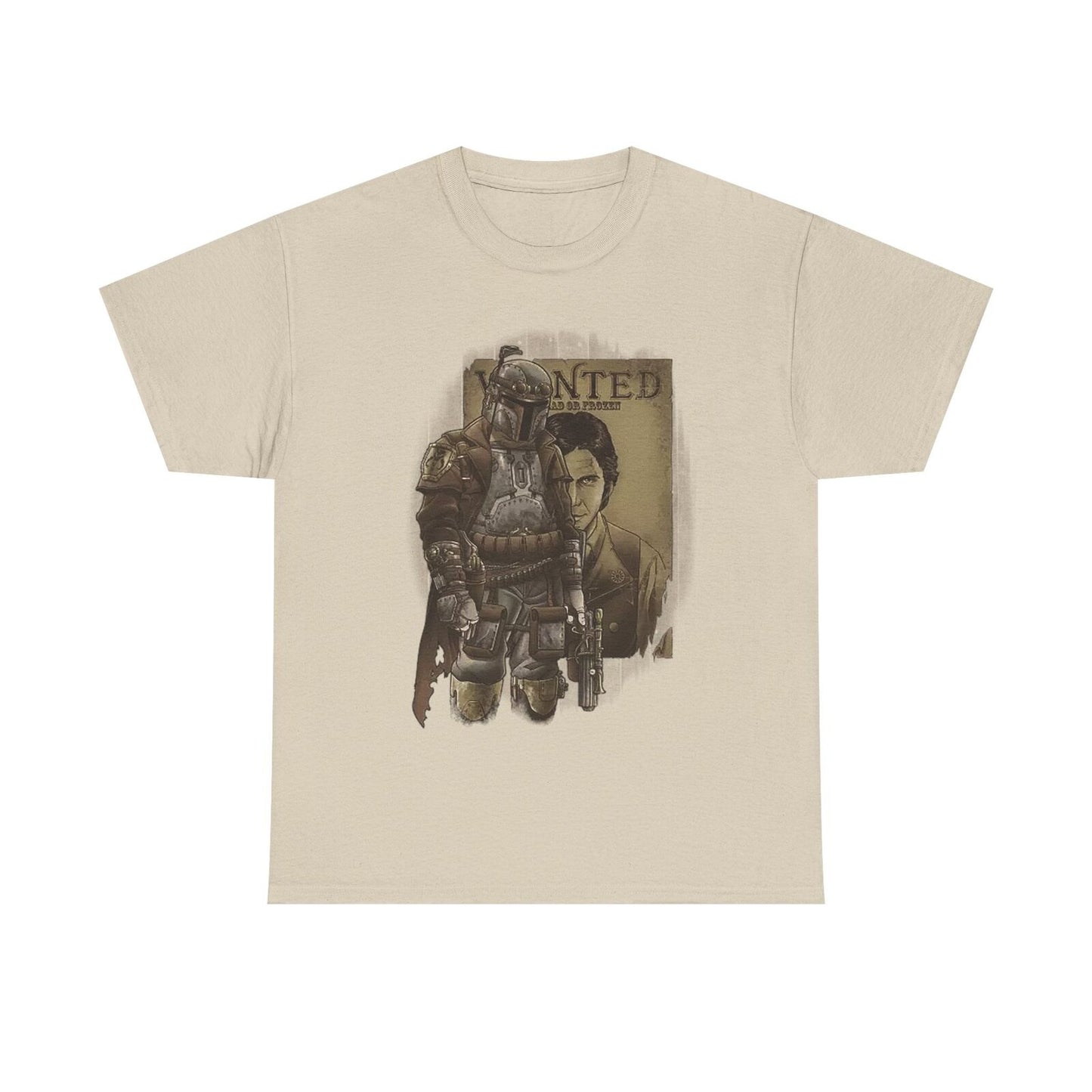 Steampunk Boba Fett T-Shirt: Vintage Wanted Poster Design for Star Wars Fans!