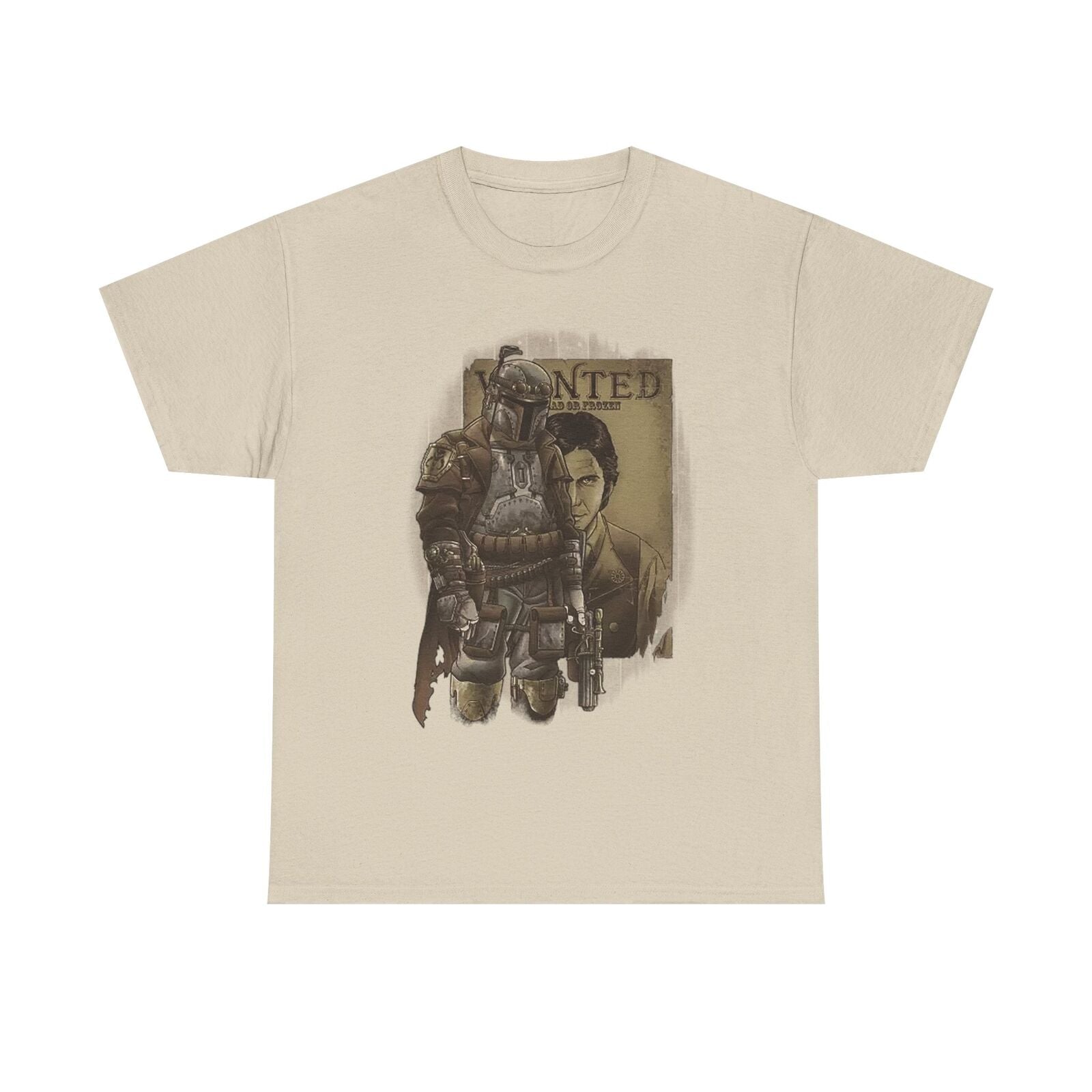 Steampunk Boba Fett T-Shirt: Vintage Wanted Poster Design for Star Wars Fans!