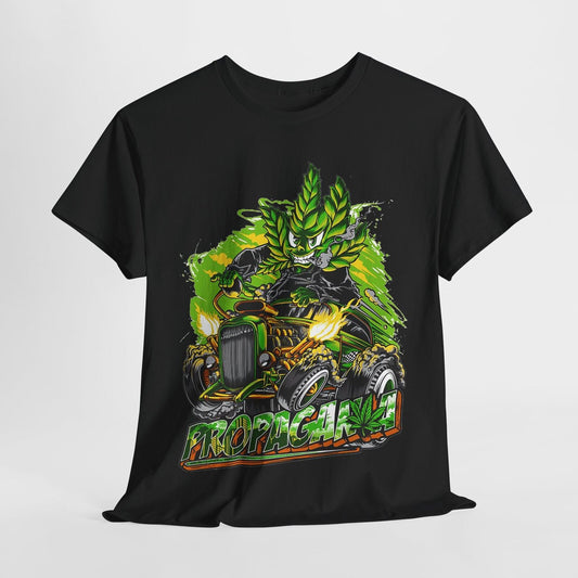 Men's T-Shirt with Colorful Cannabis Leaf Cartoon in Vintage Hot Rod - Stylish