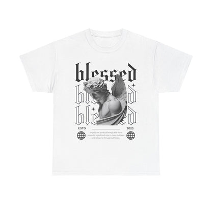 Blessed Men's T-Shirt with Gothic Angel Design - Classic Vintage Style Apparel