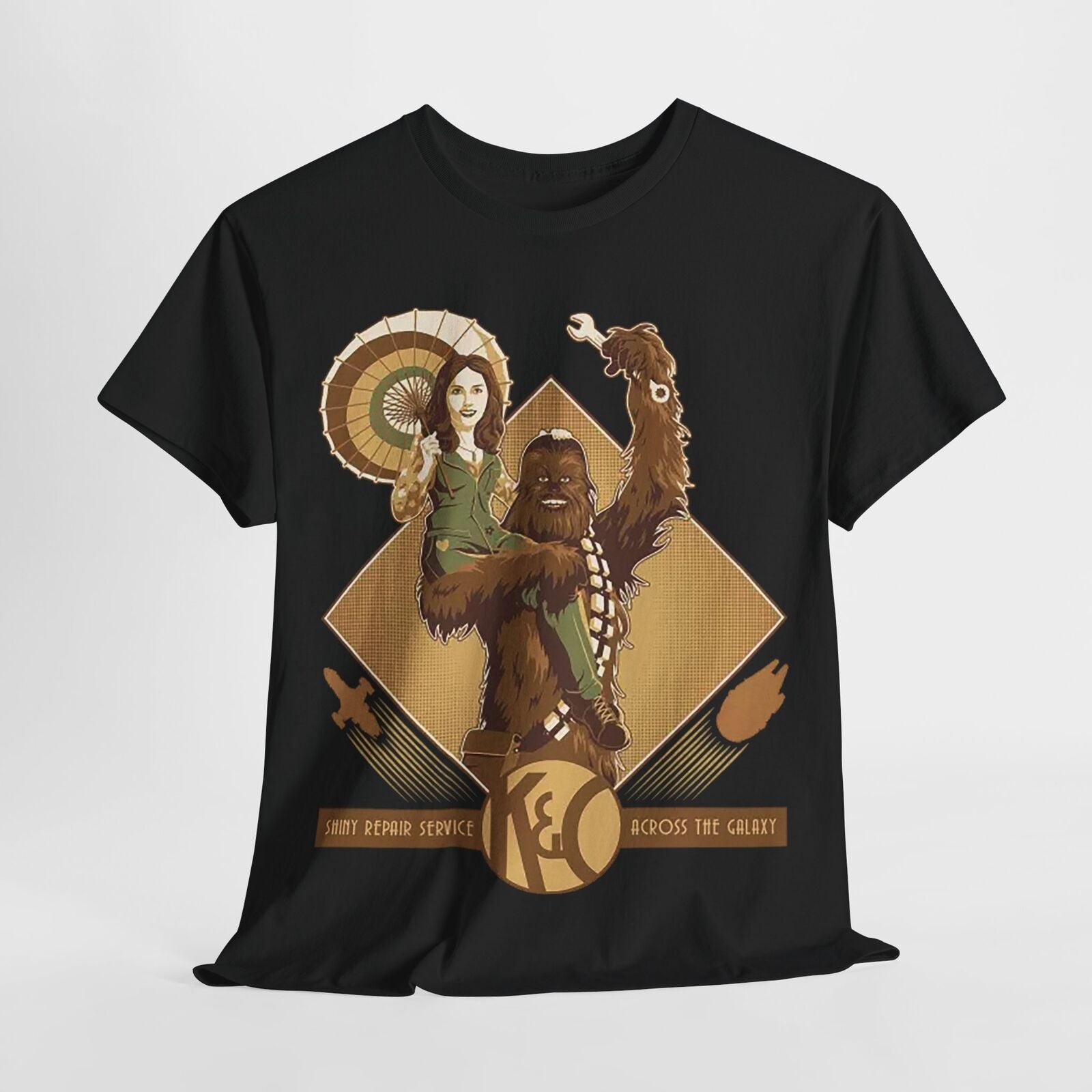 Vintage Star Wars T-Shirt Chewbacca & Leia Retro Design, Galactic Repair Service