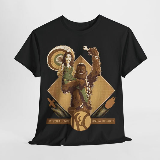 Vintage Star Wars T-Shirt Chewbacca & Leia Retro Design, Galactic Repair Service