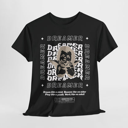 Stylish Men's T-Shirt with Dreamer Graphic, Cherub Design & Bold Slogan Artwork