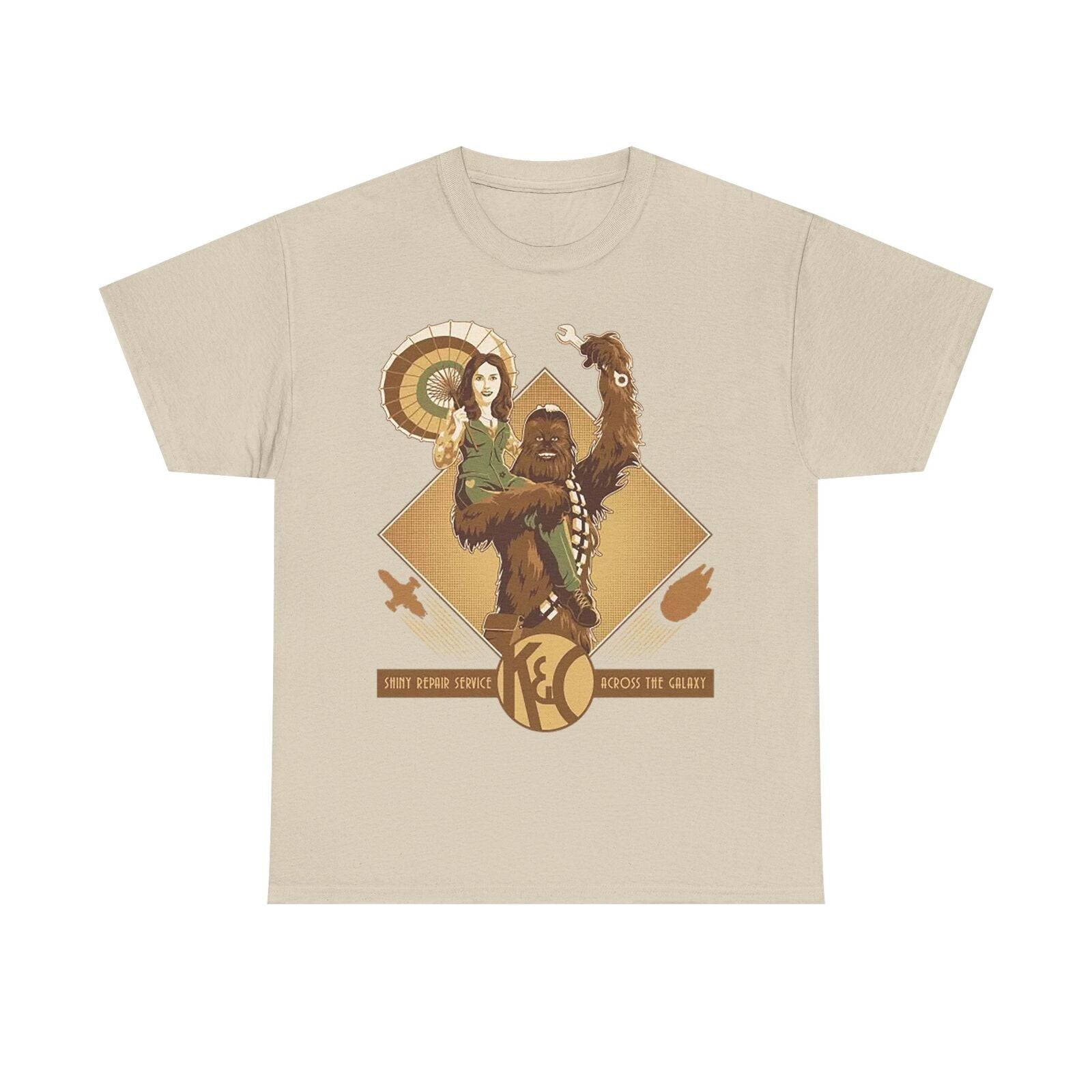 Vintage Star Wars T-Shirt Chewbacca & Leia Retro Design, Galactic Repair Service