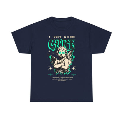 Men's T-Shirt with Unique CARE Design, Cherubic Angel, and Inspirational Quote