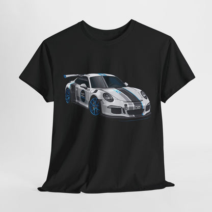 Rev Up Style! White Porsche 911 GT3 RS Graphic Tee - Speed Meets Fashion!