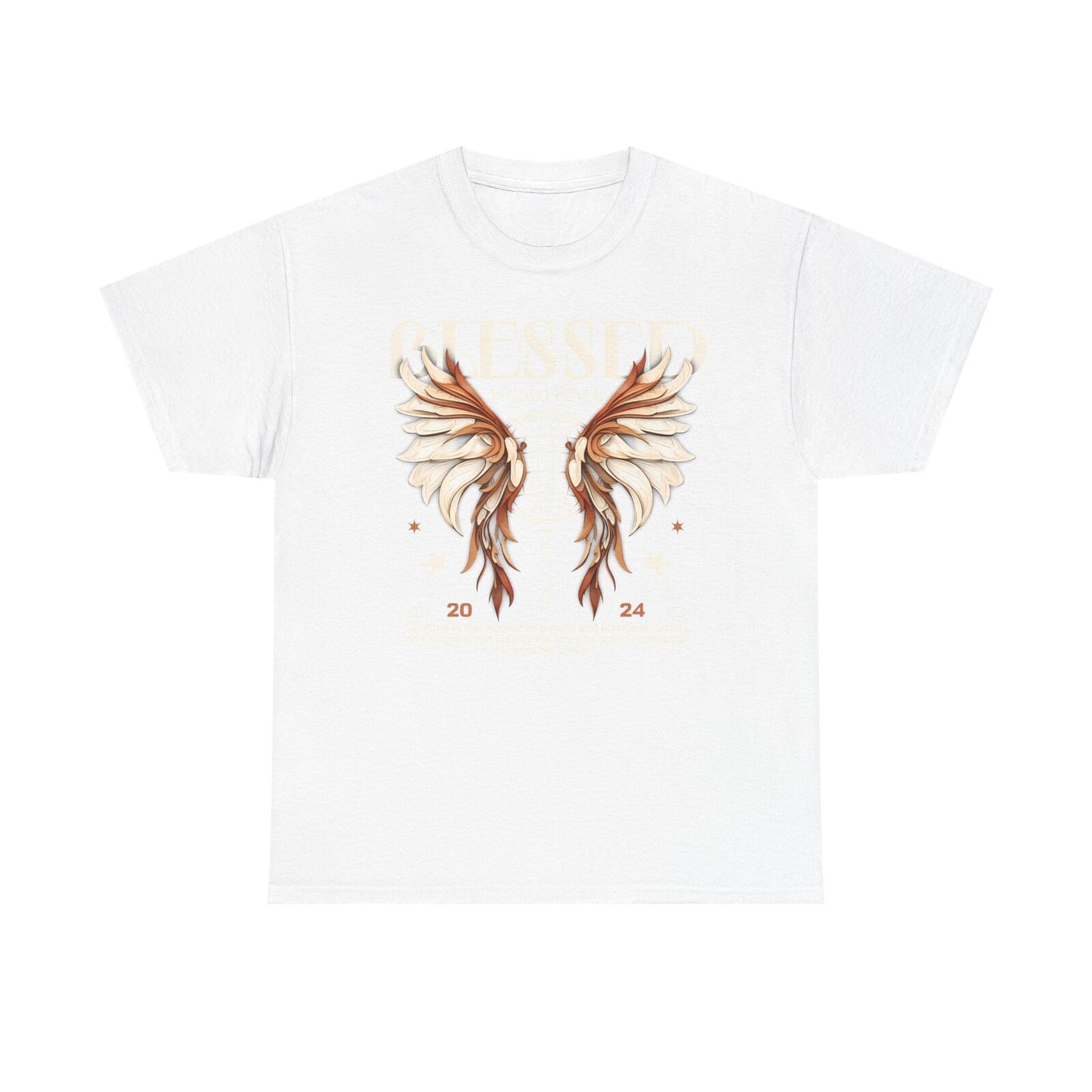 Men's T-Shirt with Intricate Wings Globe Design Symbolizing Global Unity & Peace