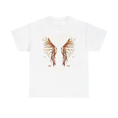 Men's T-Shirt with Intricate Wings Globe Design Symbolizing Global Unity & Peace