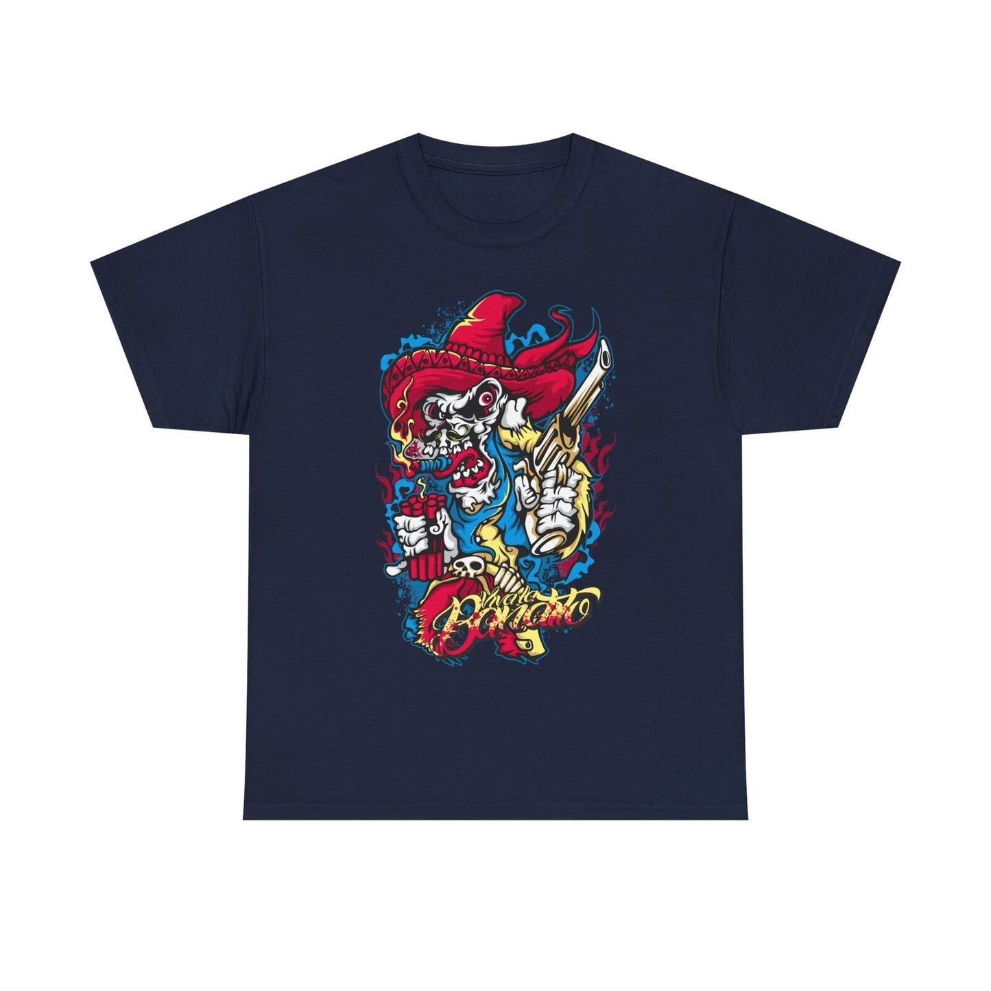 Men's T-Shirt with Bold Skull & Sombrero Graphic Design - Bandito Dynamic Style