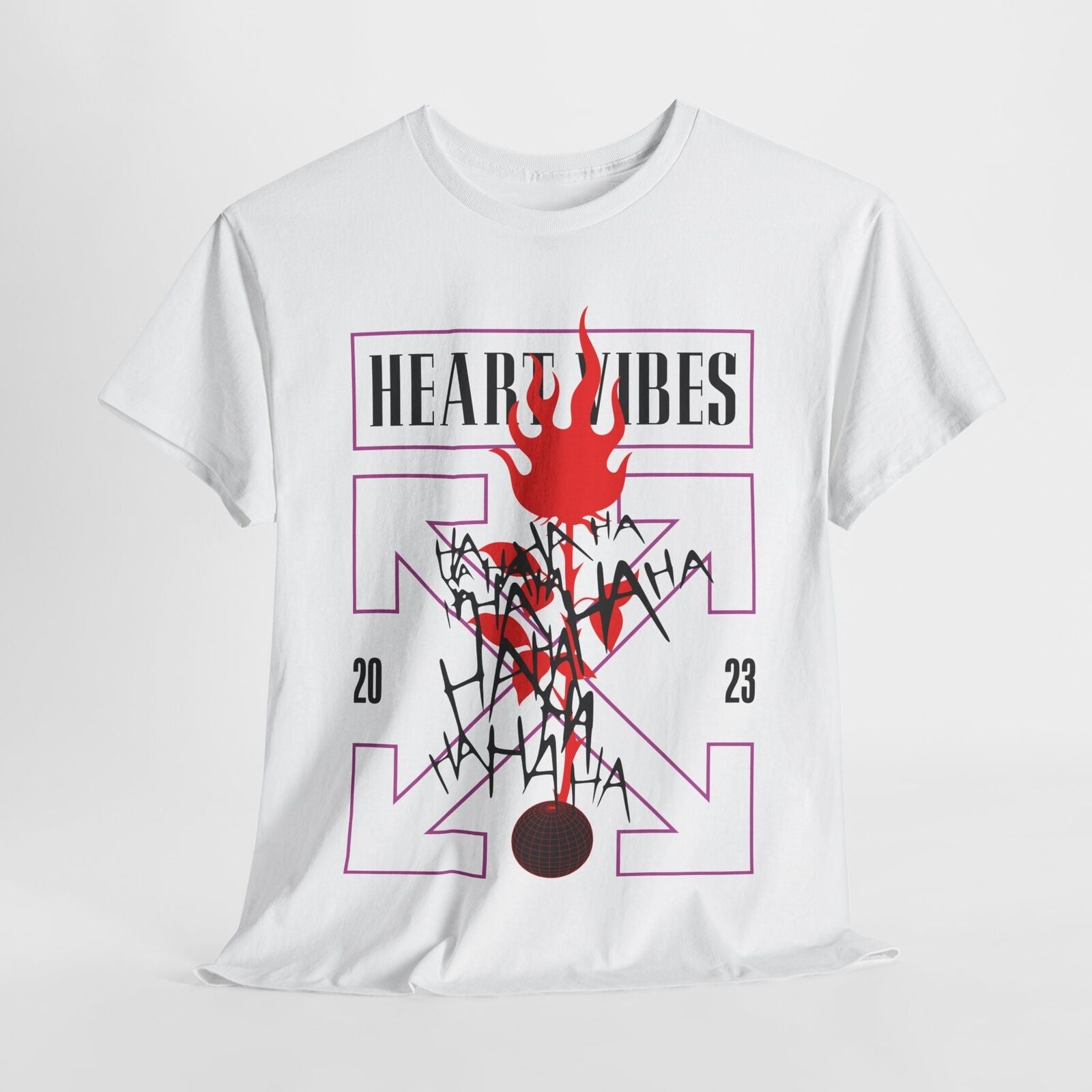 Heart Vibes T-Shirt: Fiery Flames & Chaotic Gothic Design for Bold Style Lovers!