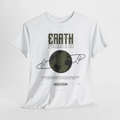 EARTH Awareness Olive-Green Globe Graphic T-Shirt | STREETWEAR Apparel