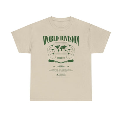 Stylish Pixelated World Impression T-Shirt Design Glittering Dark Green Text