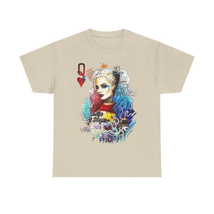 Men's T-Shirt with Bold Harley Quinn Art Graphic Design, Colorful Portrait Wear