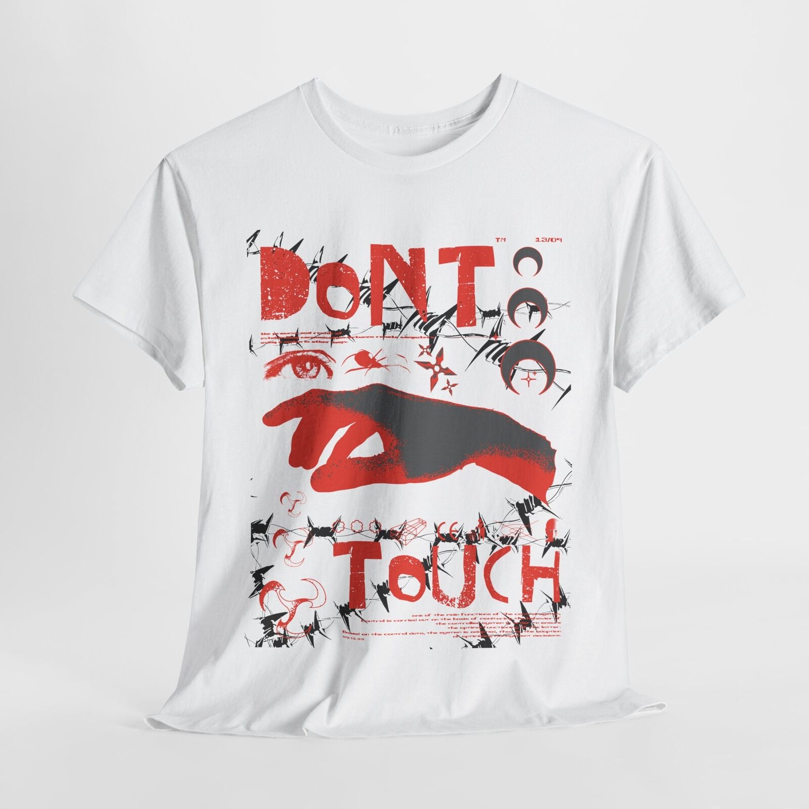 Men’s T-Shirt with Bold 'DON'T TOUCH' Graphic, Barbed Wire & Edgy Iconic Design