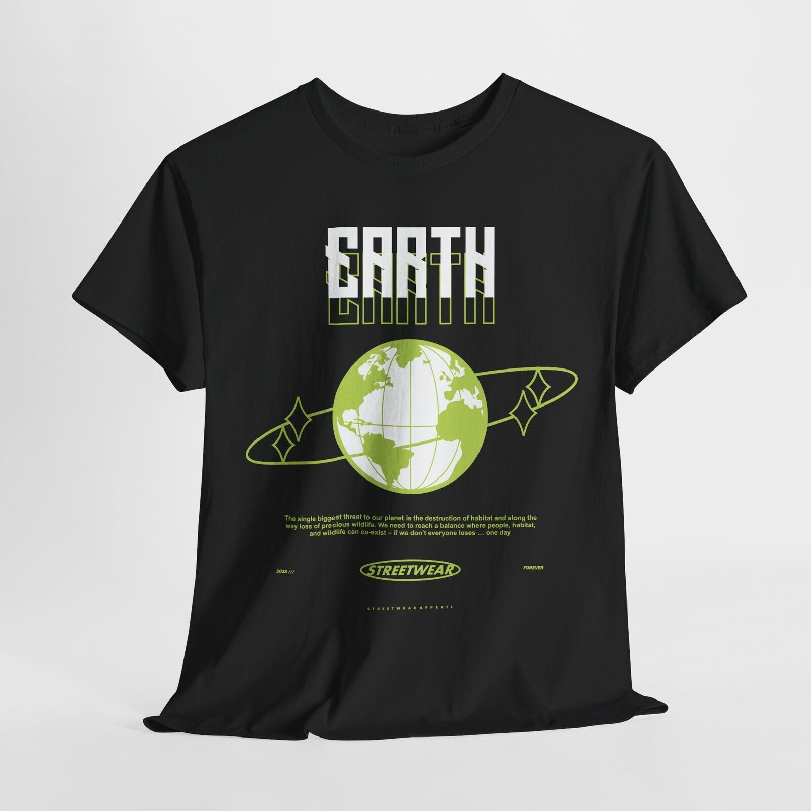 EARTH Awareness Olive-Green Globe Graphic T-Shirt | STREETWEAR Apparel