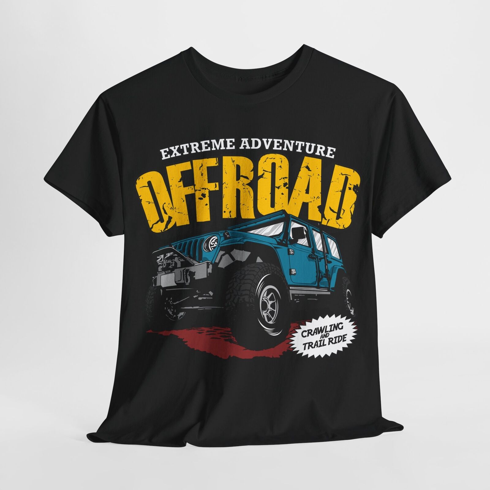Extreme Adventure Off-Road Men's T-Shirt: Teal Jeep Wrangler Graphic Design Tee