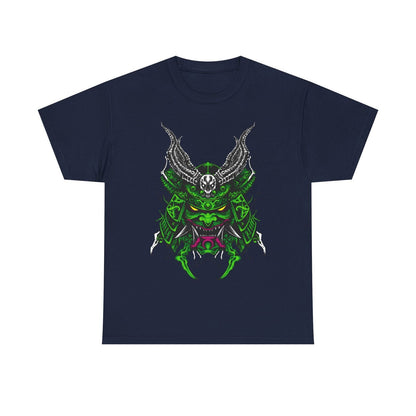 "Men's T-Shirt with Vibrant Demonic Samurai Mask Graphic - Bold, Unique Design"