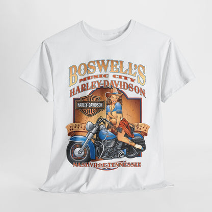 Rock Your Style with Vintage Harley T-Shirt: Pin-Up Beauty & Music Fusion!