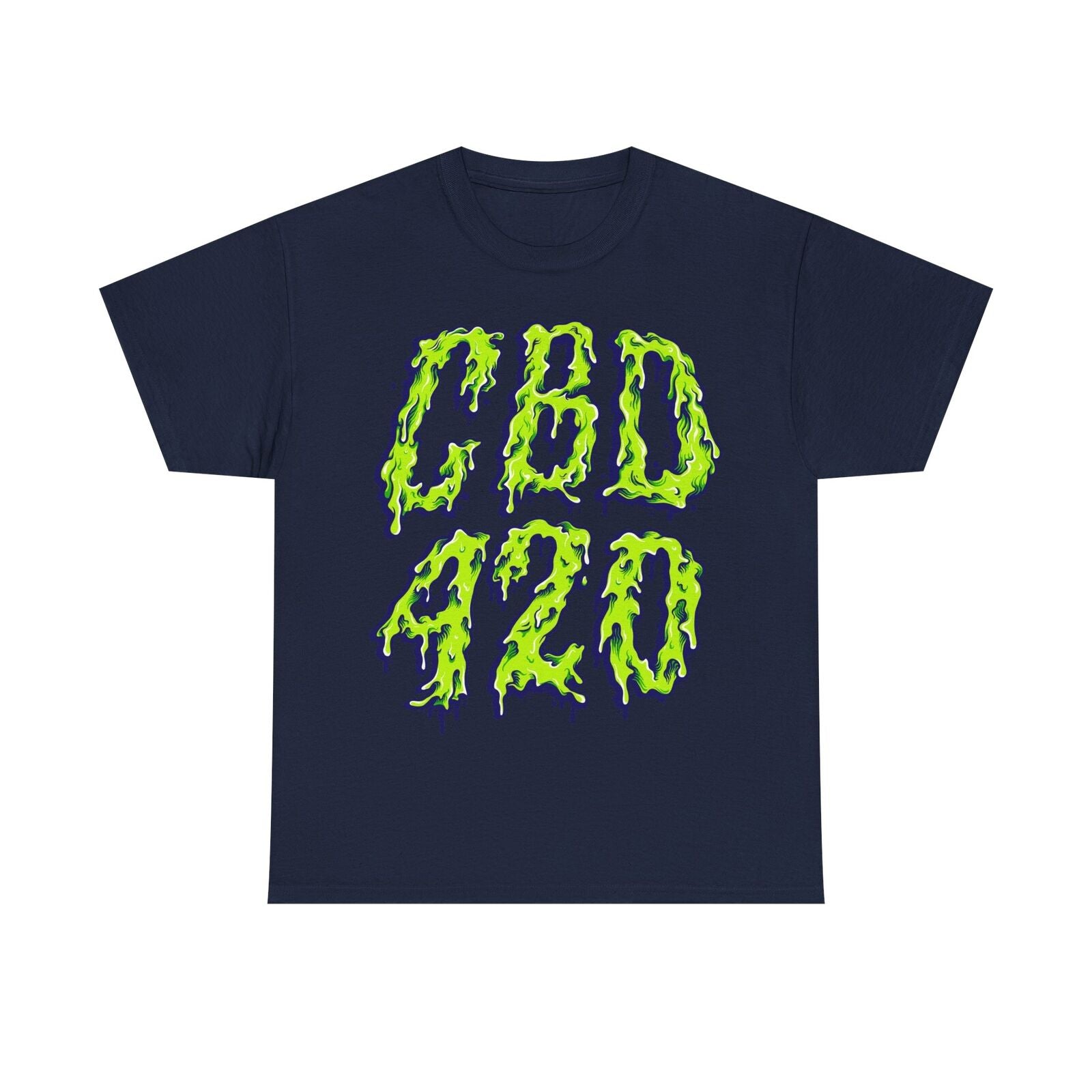 Bold Men's T-Shirt with Dripping CBD 420 Graphic - Street Art Cannabis Design