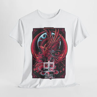 Vibrant Men's T-Shirt: Mythical Phoenix Graphic Art with Ornate Swirls & Details