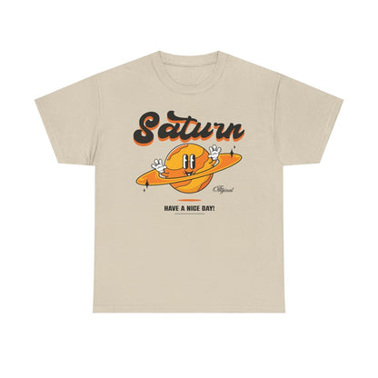Whimsical Saturn Men's T-Shirt Design Cartoon Style Graphic Tee for Space Lovers