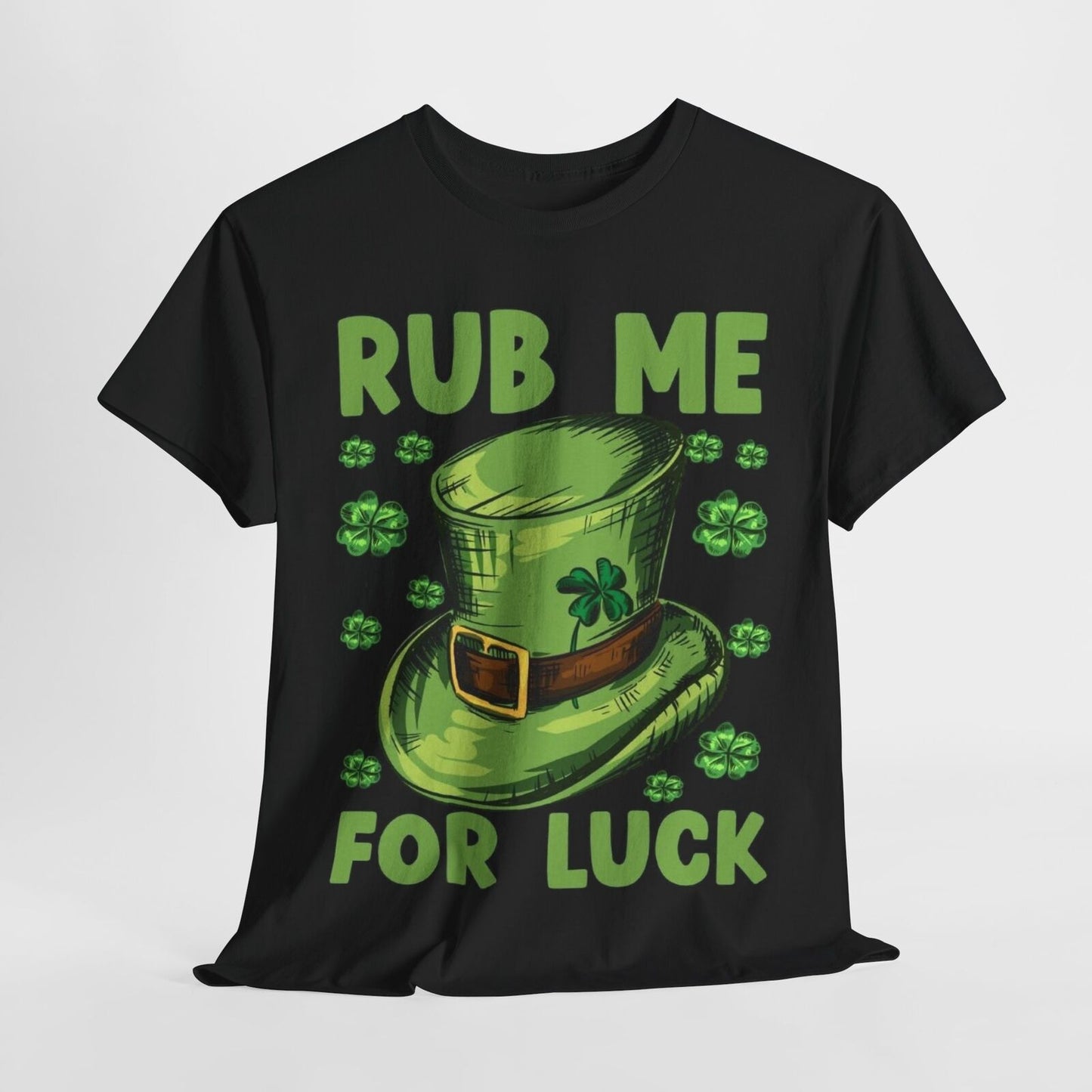 St Patricks Day  Men's Rub me for luck Graphic Cotton Funny T Shirt Tee Vintage
