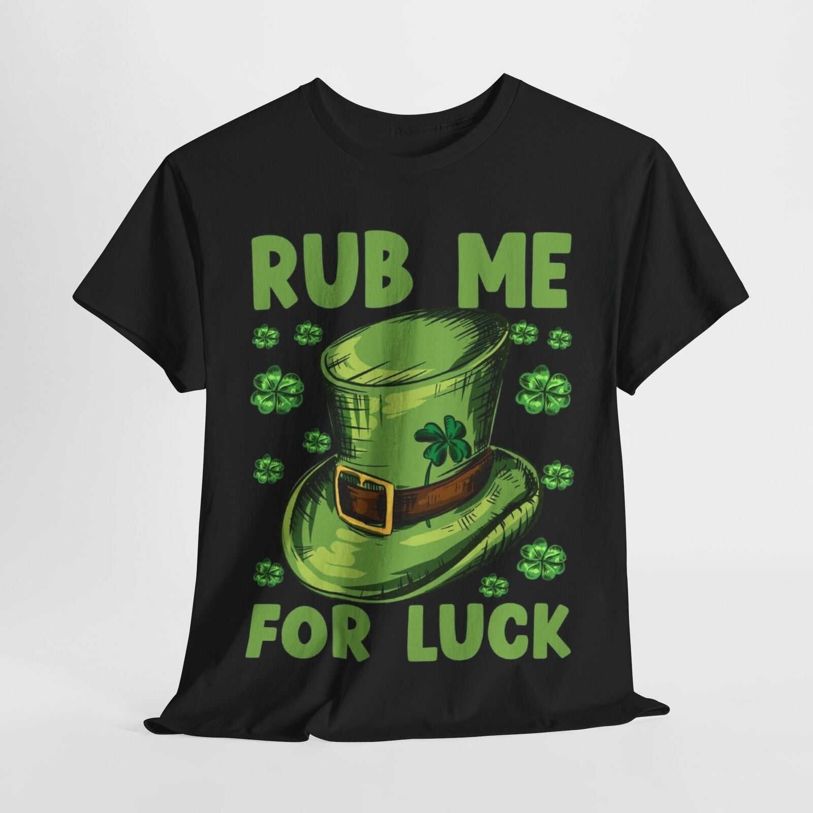 St Patricks Day  Men's Rub me for luck Graphic Cotton Funny T Shirt Tee Vintage