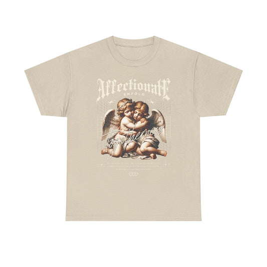 Cherubic Angels Embracing Togetherness Unique Mens T-Shirt Design Peaceful Souls