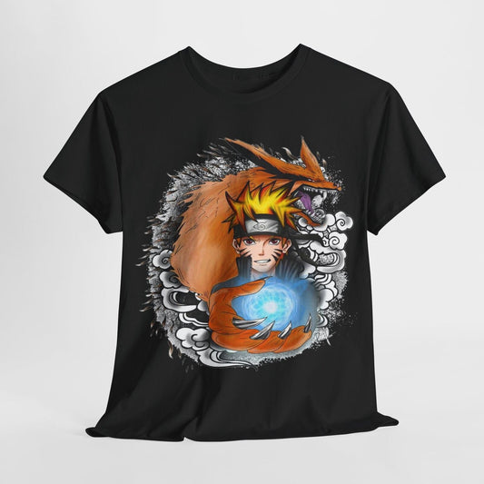 Men's Naruto Uzumaki T-Shirt: Vibrant Anime Art with Chakra Sphere & Fox Design