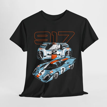 Speed Meets Style: Vintage Porsche 917 Race Car Graphic T-Shirt Design