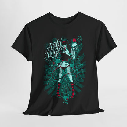 "Bold Men's T-Shirt with Punk Gothic Tattoo Woman & 'Taste of Solitude' Design"