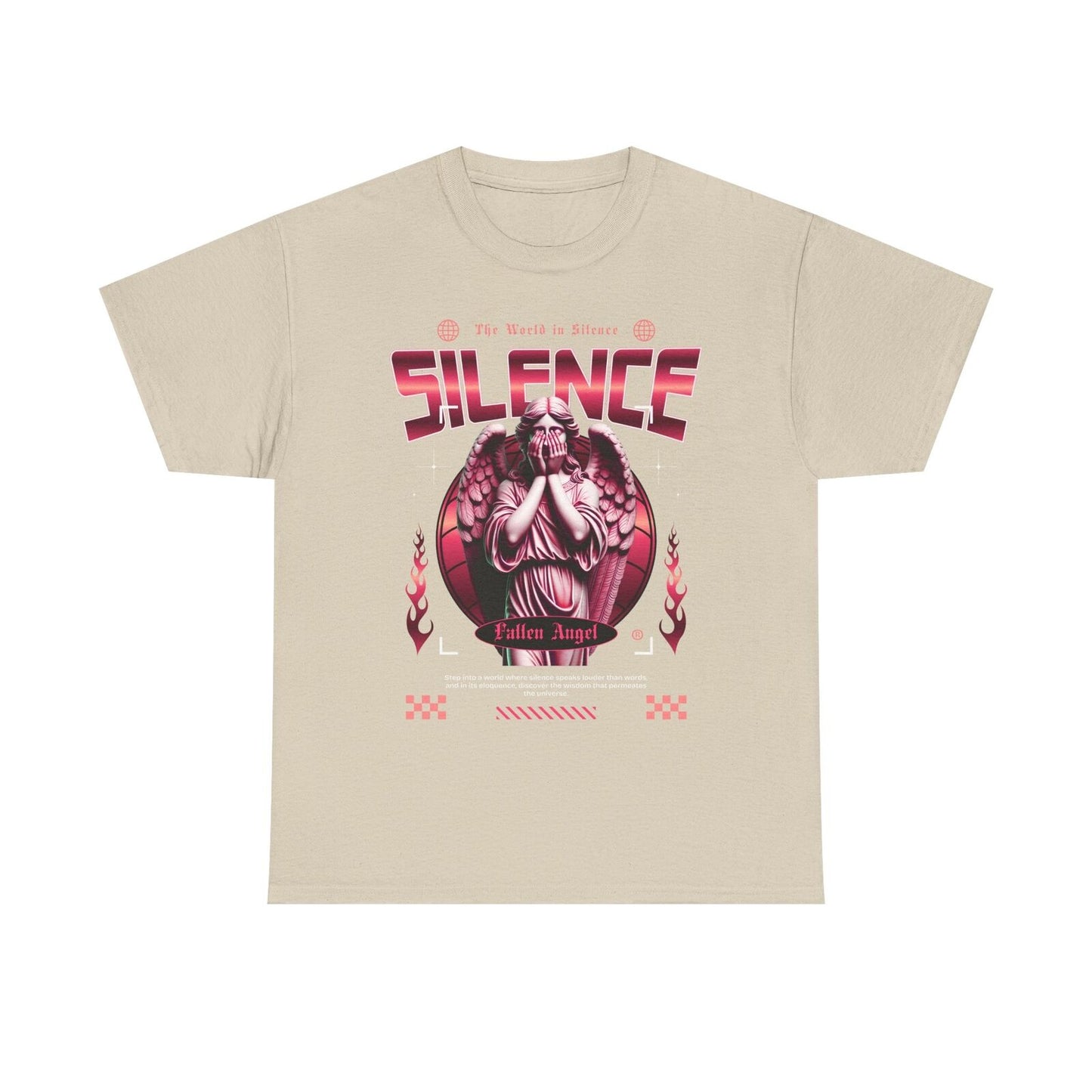 Fallen Angel Graphic Men's T-Shirt: Bold Silence with Stylish Stained Glass Art