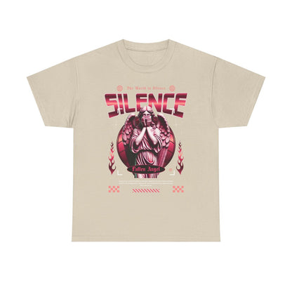 Fallen Angel Graphic Men's T-Shirt: Bold Silence with Stylish Stained Glass Art