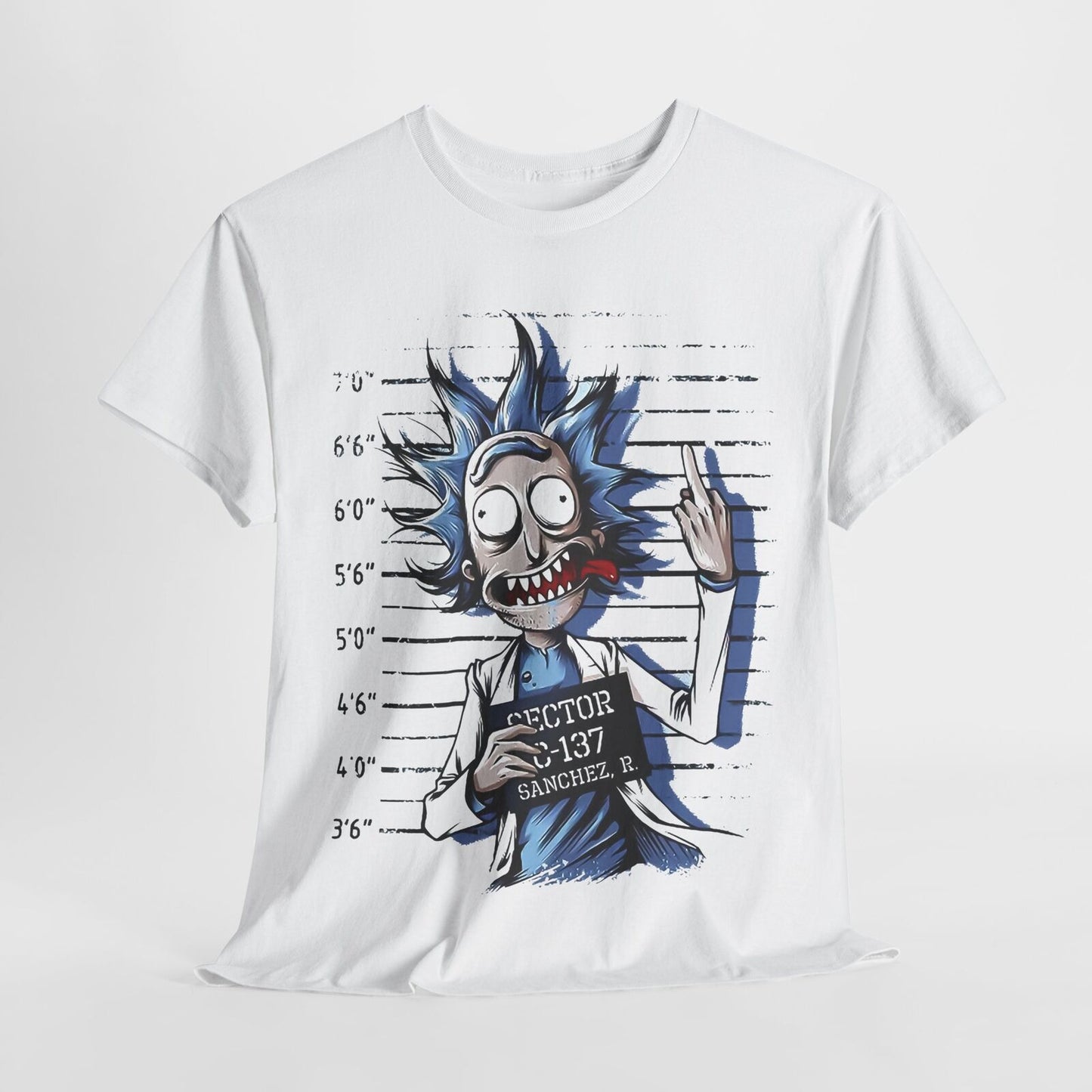 Rick Sanchez Mugshot Mens T-Shirt - Graphic Tee with Cartoon Illustration Design
