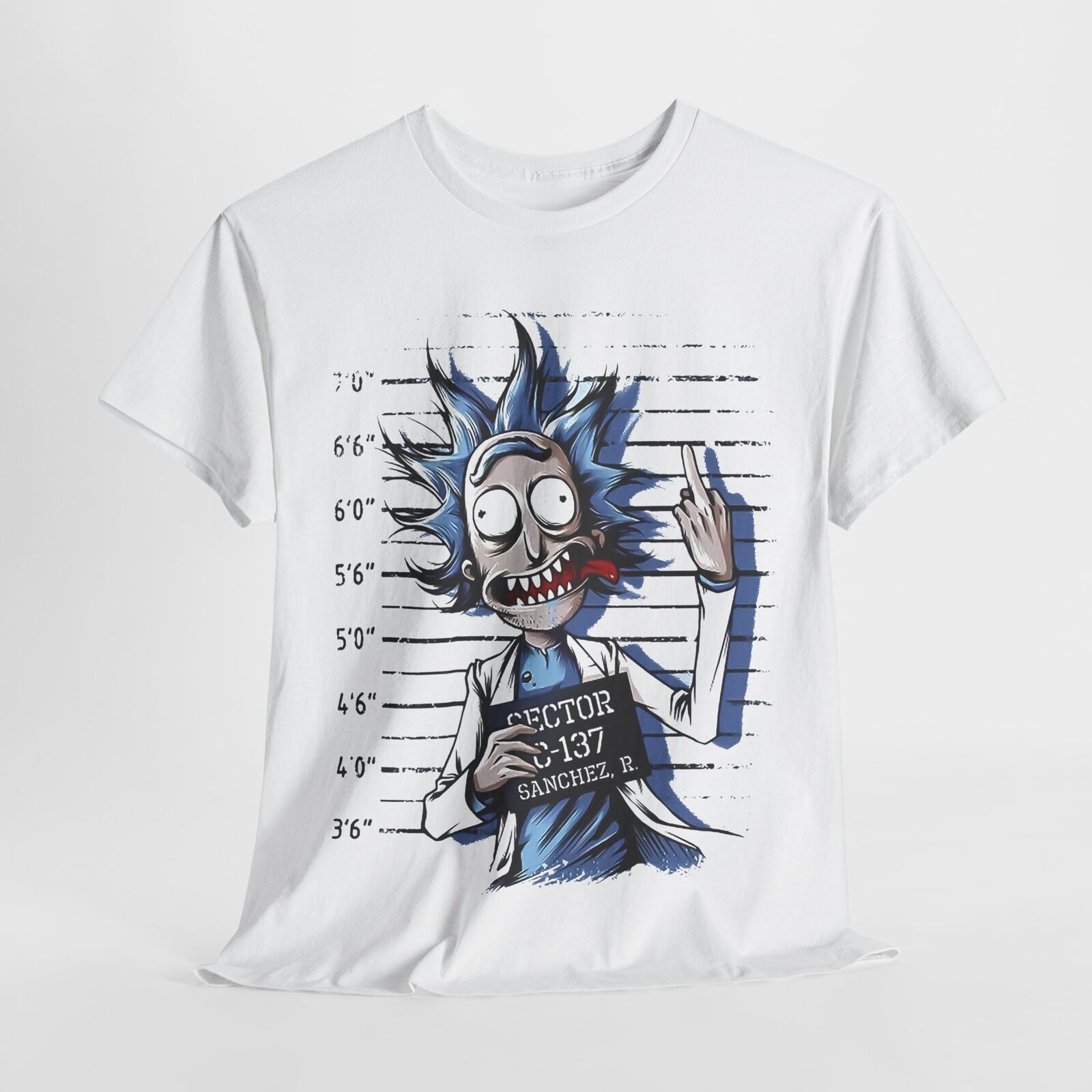 Rick Sanchez Mugshot Mens T-Shirt - Graphic Tee with Cartoon Illustration Design