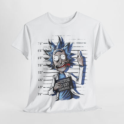 Rick Sanchez Mugshot Mens T-Shirt - Graphic Tee with Cartoon Illustration Design