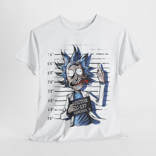 Rick Sanchez Mugshot Mens T-Shirt - Graphic Tee with Cartoon Illustration Design