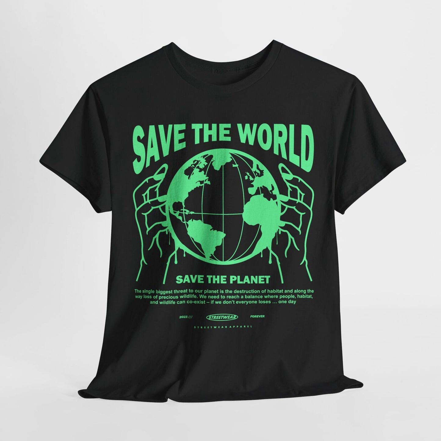 Save the World T-Shirt: Bold Graphic Design, Eco-Friendly Message, Streetwear