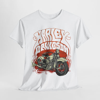 Ride the Dream: Bold Harley-Davidson Motorcycle T-Shirt with Psychedelic Flair