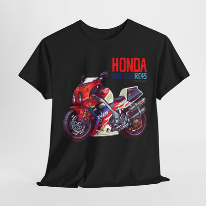 Vibrant Honda RVF750 RC45 T-Shirt: Hand-Drawn Motorcycle Art for Enthusiasts!
