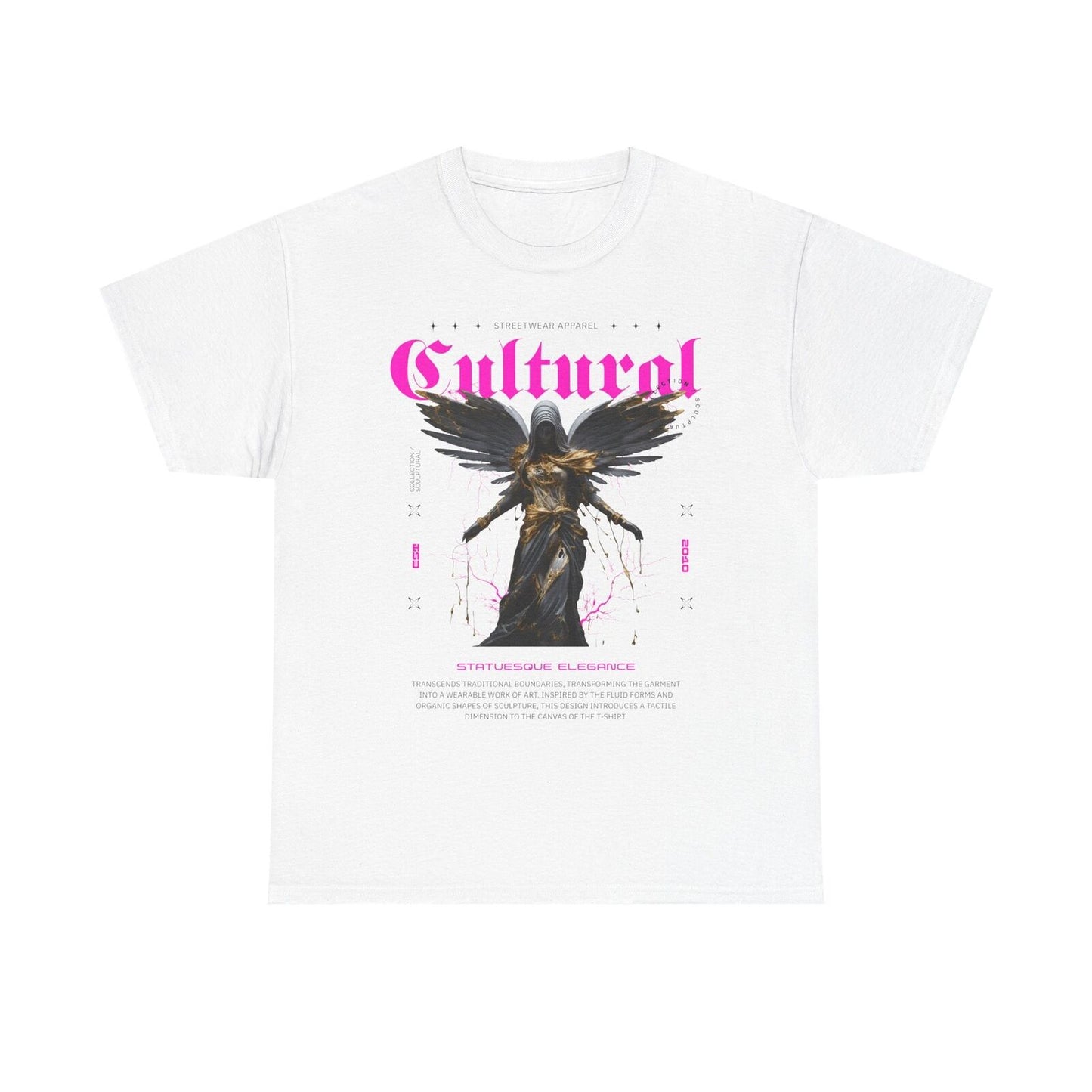 Statuesque Elegance Men's T-Shirt: Cultural Angel Sculpture Graphic Design Art